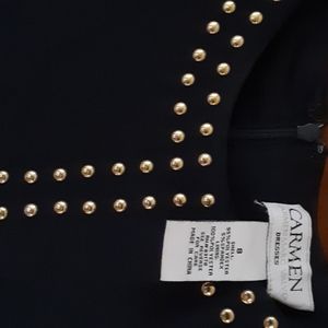 Navy dress with gold studs